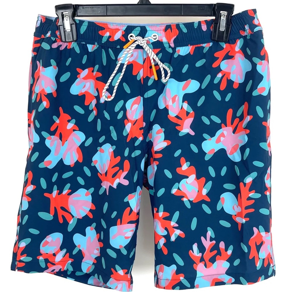 Bonobos Men’s Orange, Blue, Aqua, Pink Abstract Pattern Swim Shorts Size…